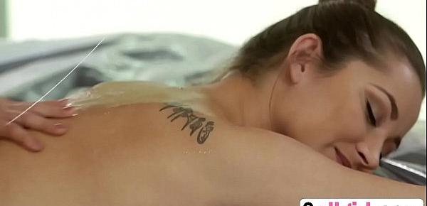  Brunette Dani Daniels gives sexy massage to Sara Luvv